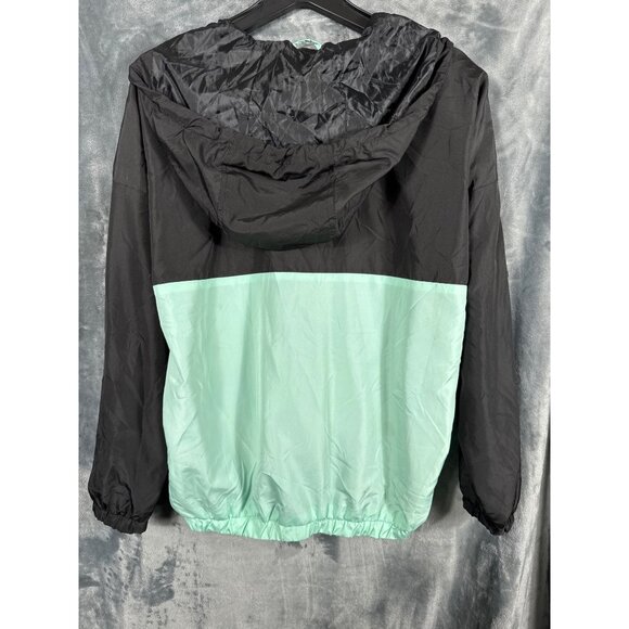 Riley & James Windbreaker Jacket Woman's "Good Vibes" M Black & Mint - Picture 9 of 10